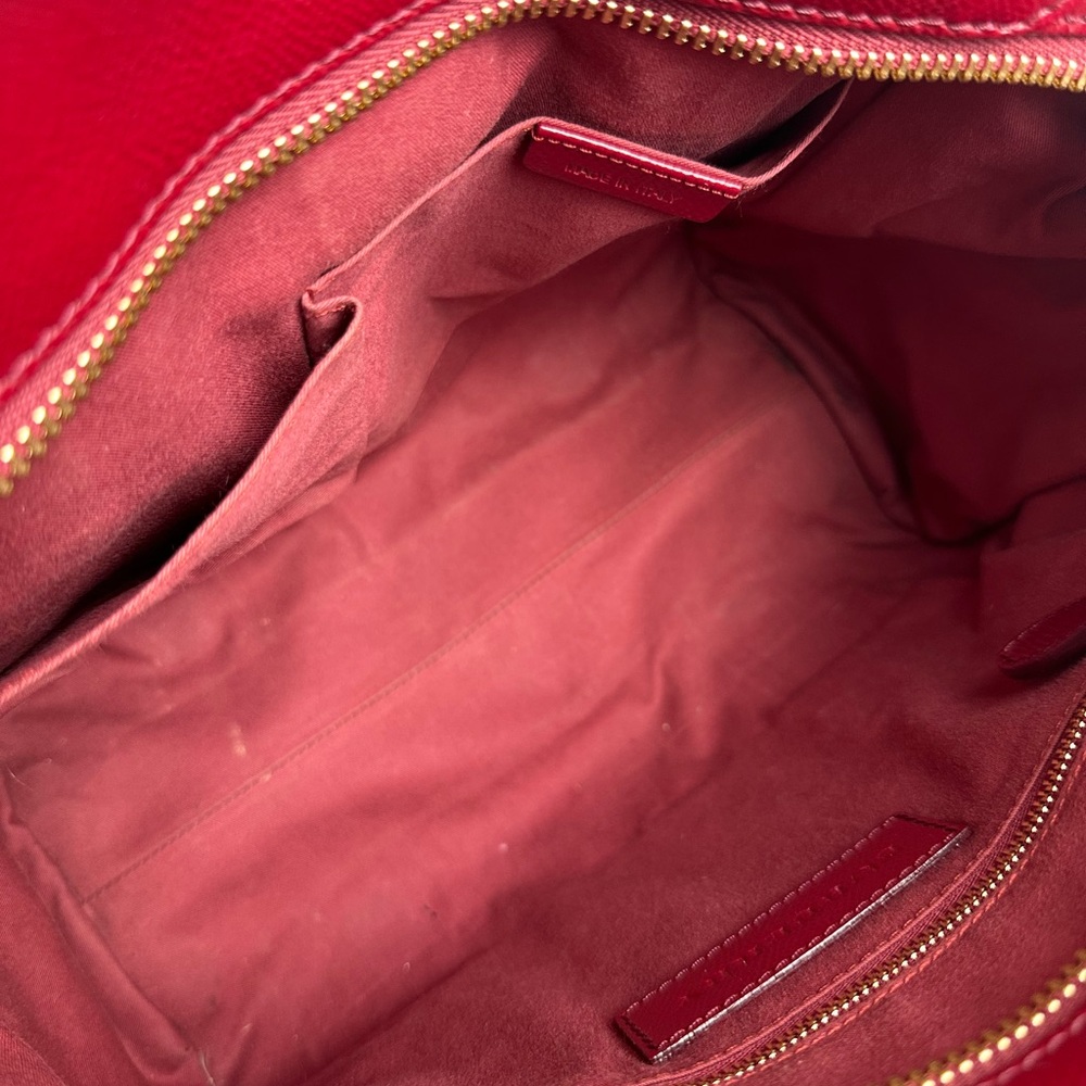 Heritage Plaid Satchel Handbag in Burgundy and Beige - Picture 7 of 11